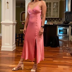 PINK SATIN MIDI DRESS ZARA